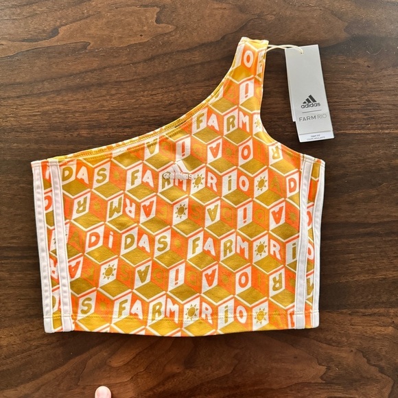 Adidas & FARM Rio tank size XS NEW One Shoulder - Picture 2 of 7